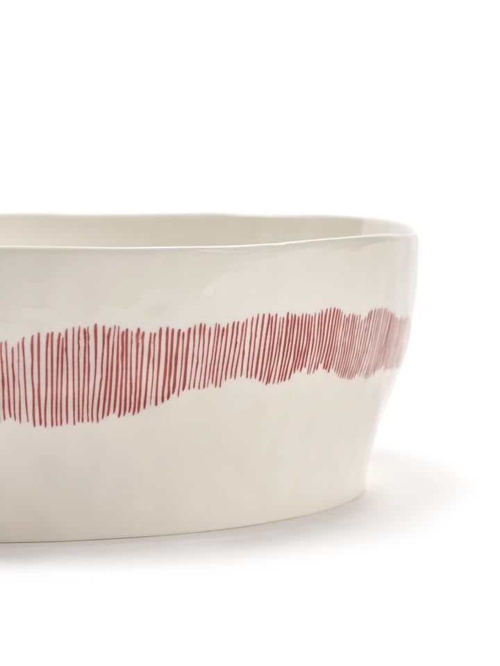 Ottolenghi Feast salad bowl Ø27,5 cm, White stripes-red Serax