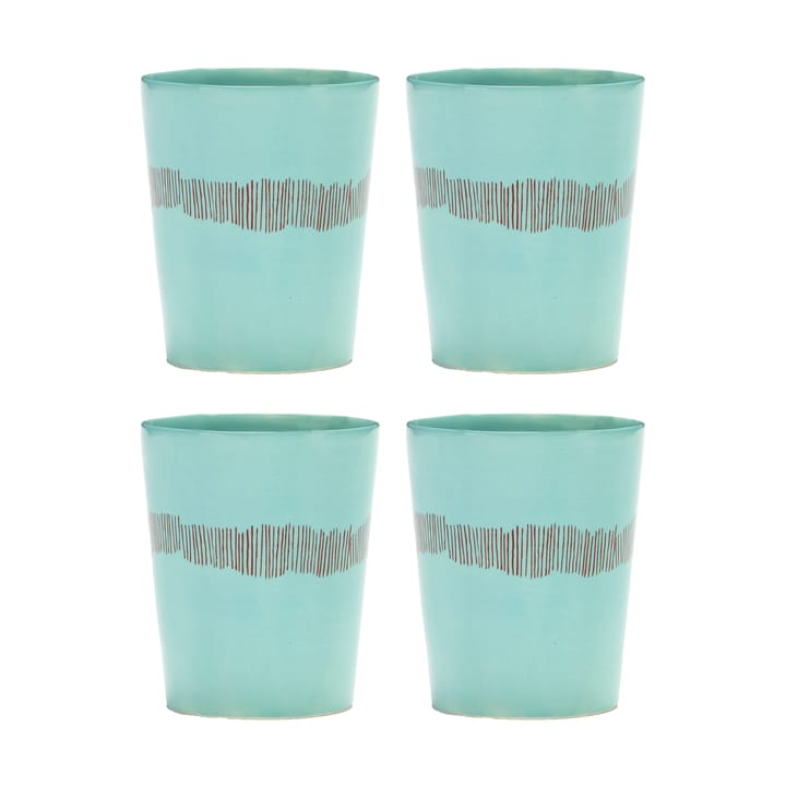 Ottolenghi Feast tea cup 33 cl 4-pack - Azure stripes-red - Serax