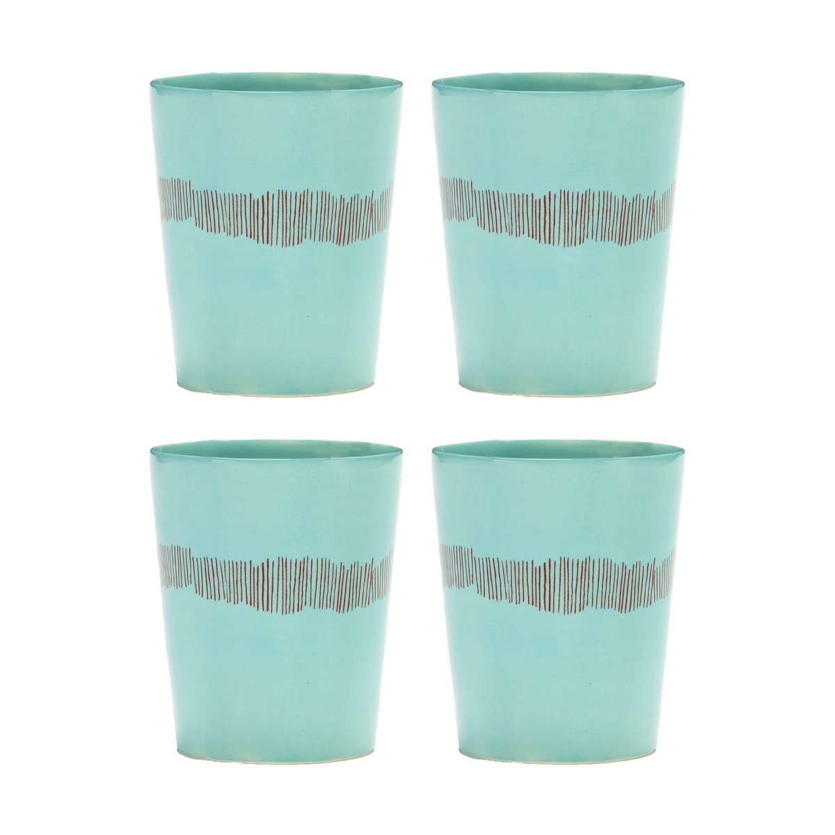 Serax Ottolenghi Feast tea cup 33 cl 4-pack Azure stripes-red