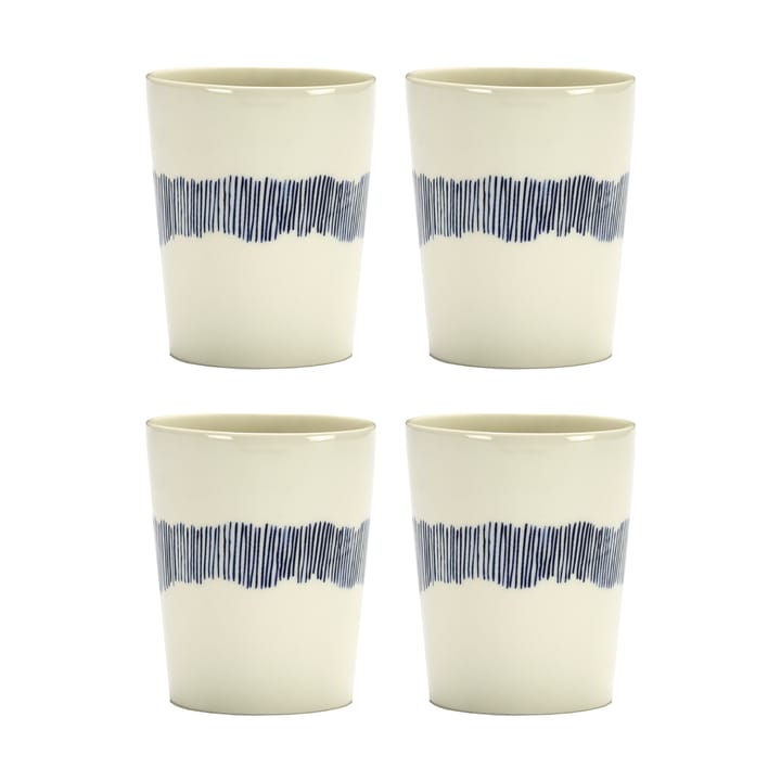 Ottolenghi Feast tea cup 33 cl 4-pack - White stripes-blue - Serax