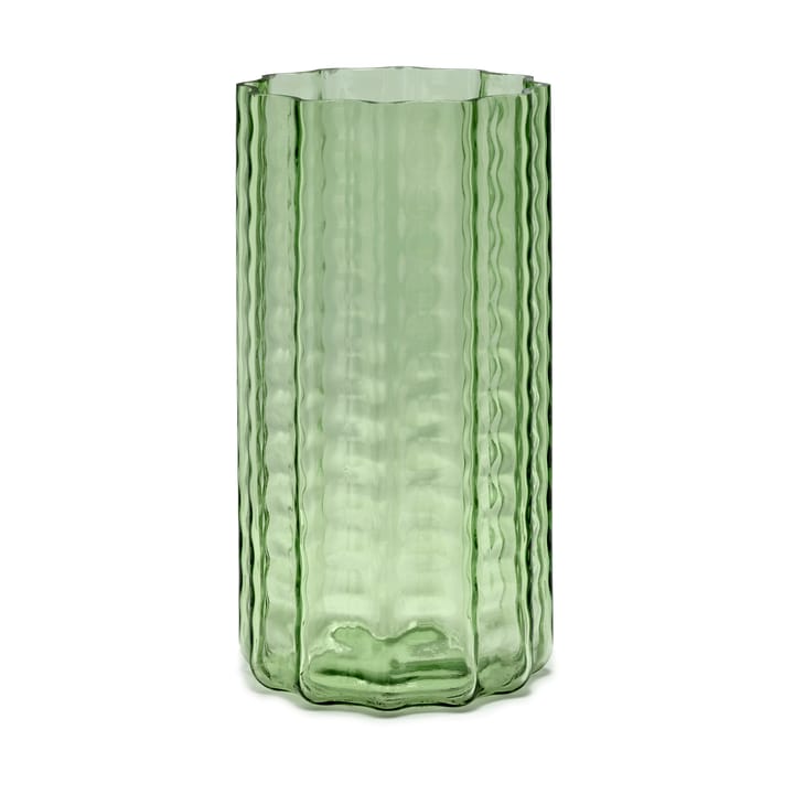 Waves 02 vase 28 cm, Green-clear Serax