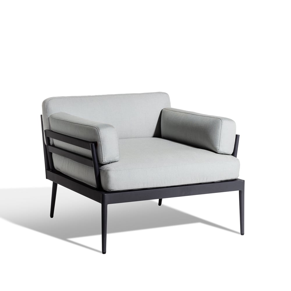 Skargaarden Anholt lounge chair Sunbrella Natté Grey Storm-dark grey aluminium frame