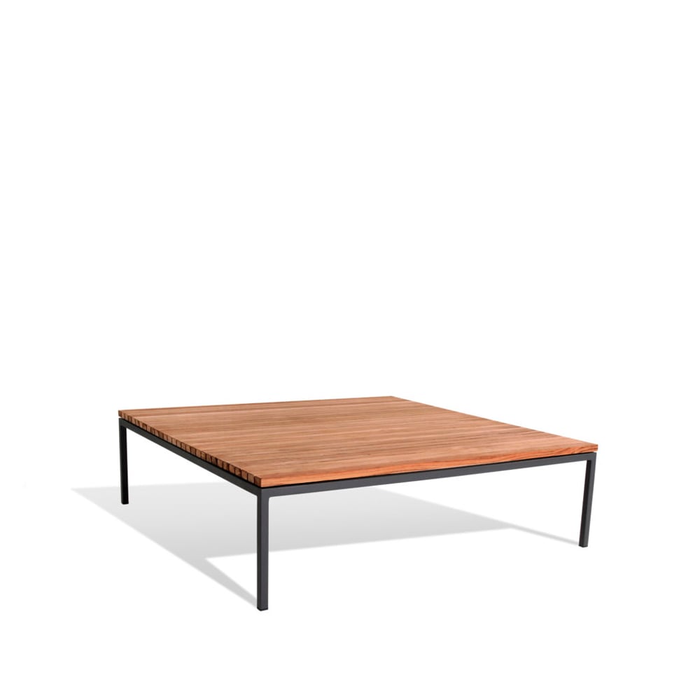 Skargaarden Bönan lounge table Teak, large, dark grey aluminium frame