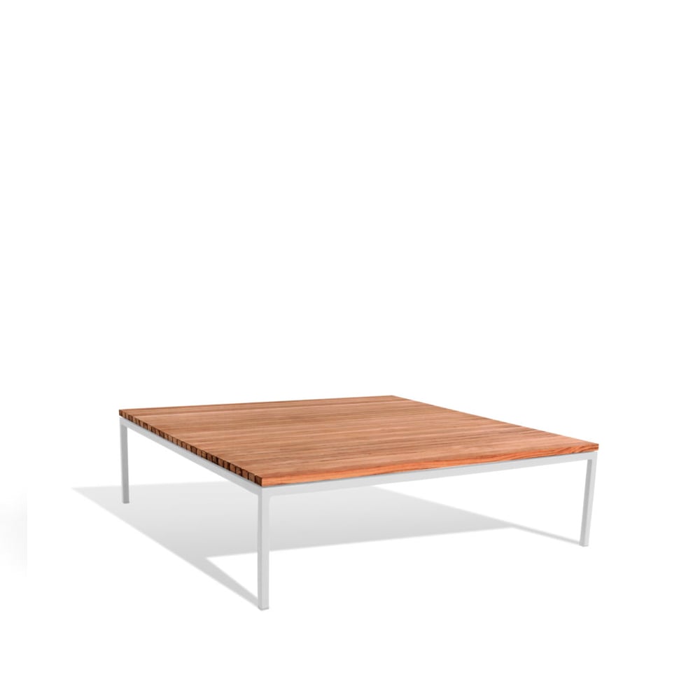 Skargaarden Bönan lounge table Teak, large, light grey aluminium frame