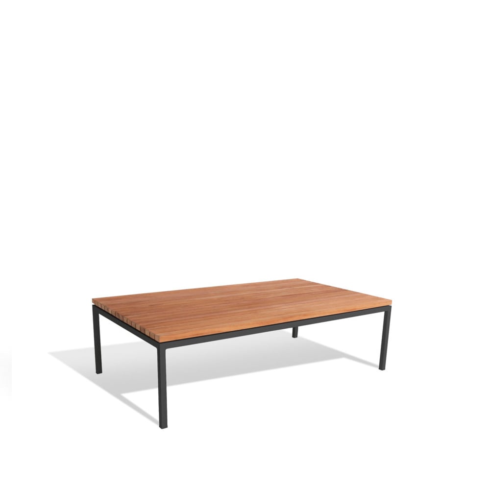 Skargaarden Bönan lounge table Teak, small, dark grey aluminium frame