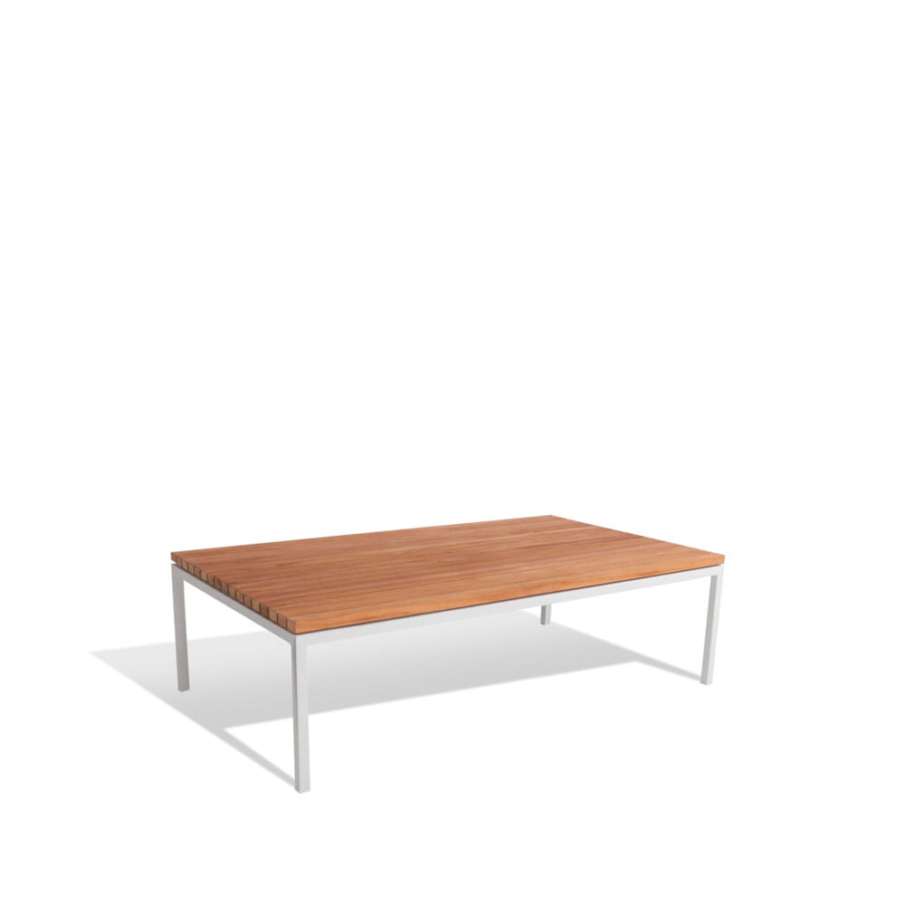 Skargaarden Bönan lounge table Teak, small, light grey aluminium frame