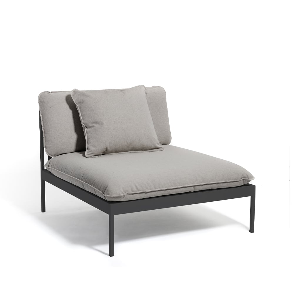 Skargaarden Bönan modular sofa Fiord 551 beige, 1-seat, d. grey aluminium frame