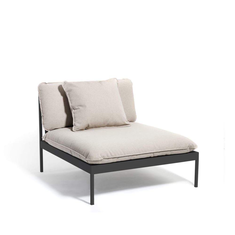 Skargaarden Bönan modular sofa Sunbrella Ashe light grey, 1-seat, d. grey aluminium frame