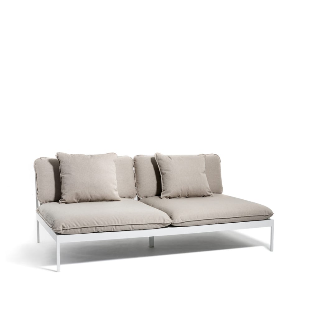 Skargaarden Bönan modular sofa Sunbrella Ashe light grey, 2-seat, l. grey aluminium frame