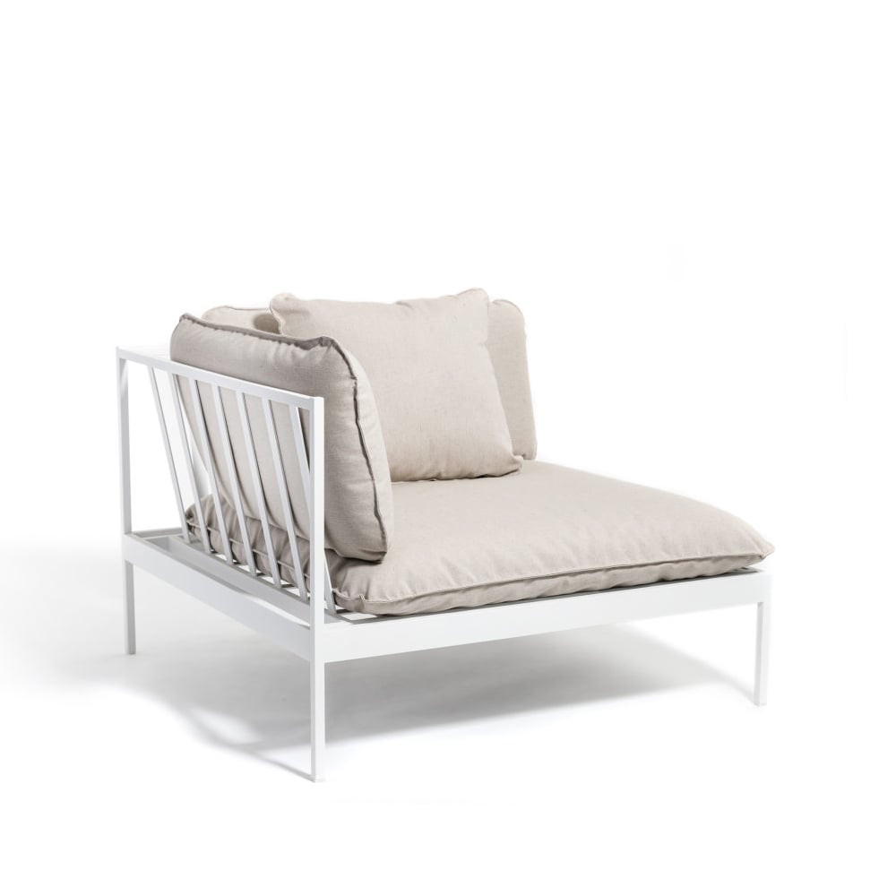 Skargaarden Bönan modular sofa Sunbrella Ashe light grey, corner, l. grey aluminium frame