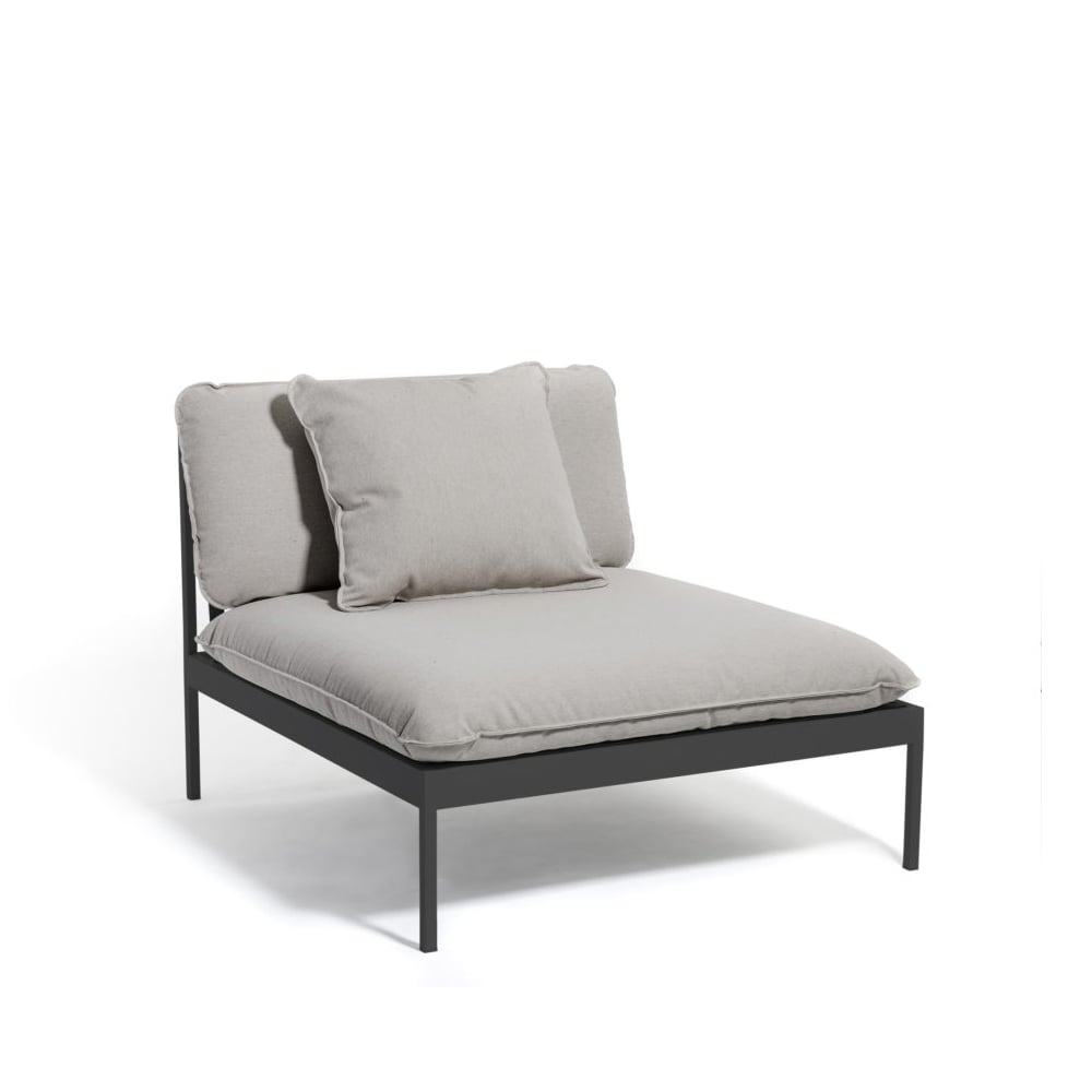 Skargaarden Bönan modular sofa Sunbrella Sling light grey, 1-seat, d. grey aluminium frame