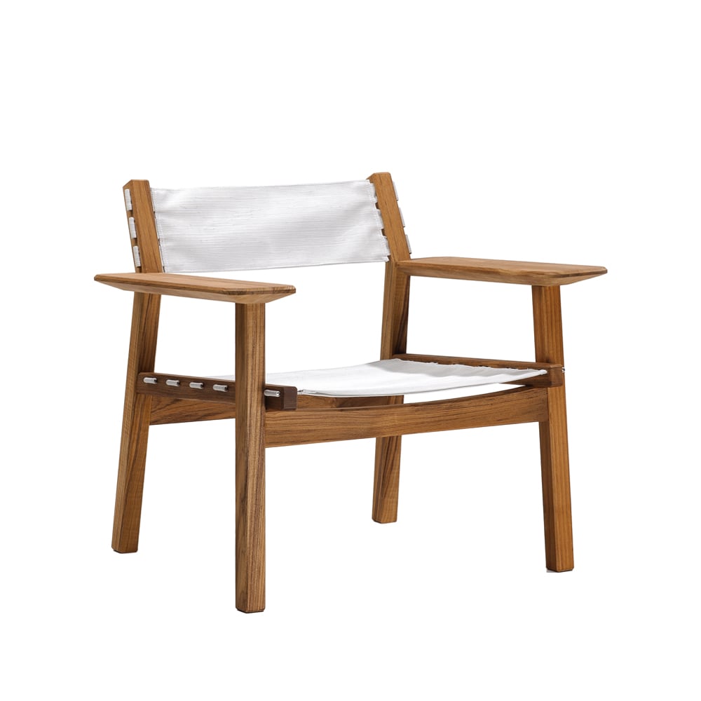 Skargaarden Djurö lounge chair Batyline white, teak