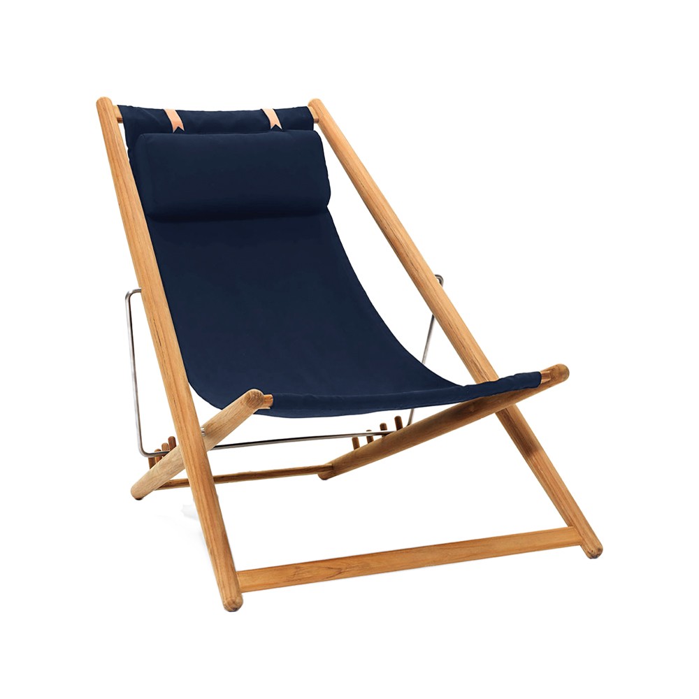 Skargaarden H55 lounge chair teak Agora Nautic navy blue