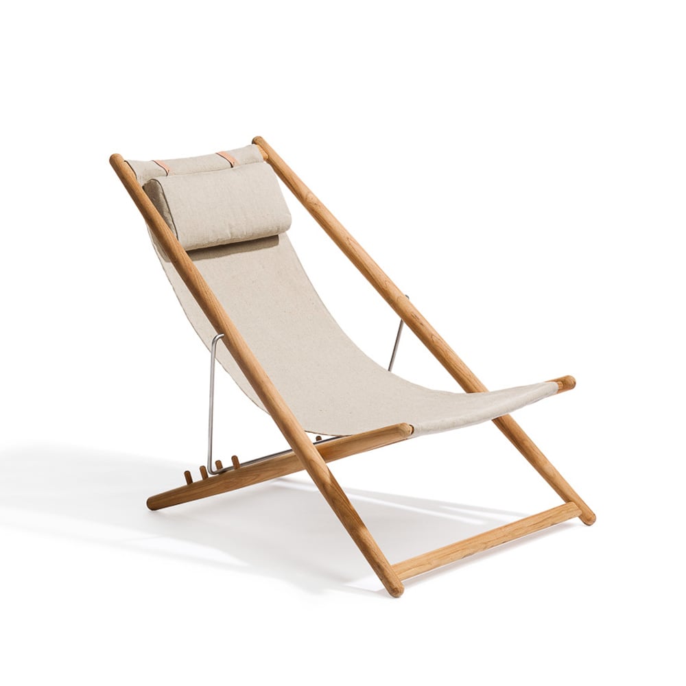 Skargaarden H55 lounge chair teak Sunbrella Heritage Ash light grey