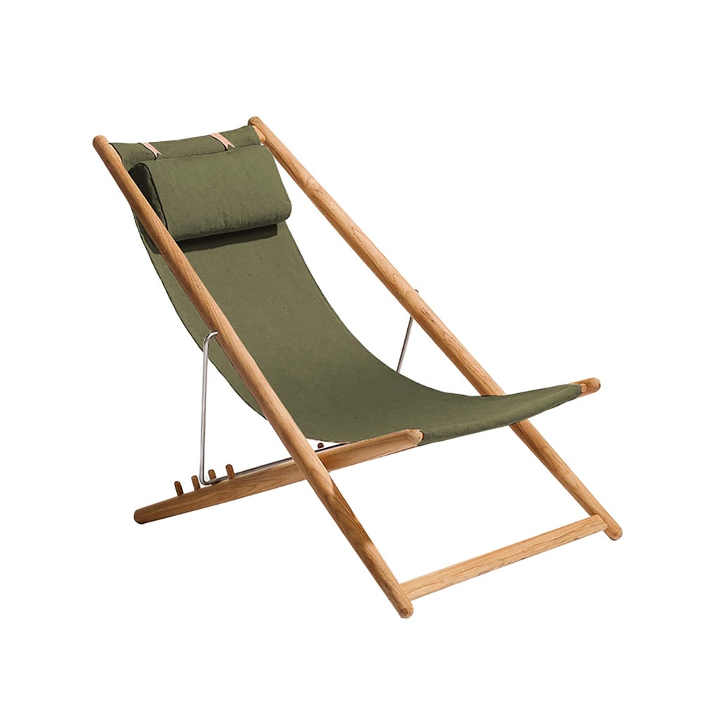 Skargaarden H55 lounge chair teak Sunbrella Heritage Leaf green