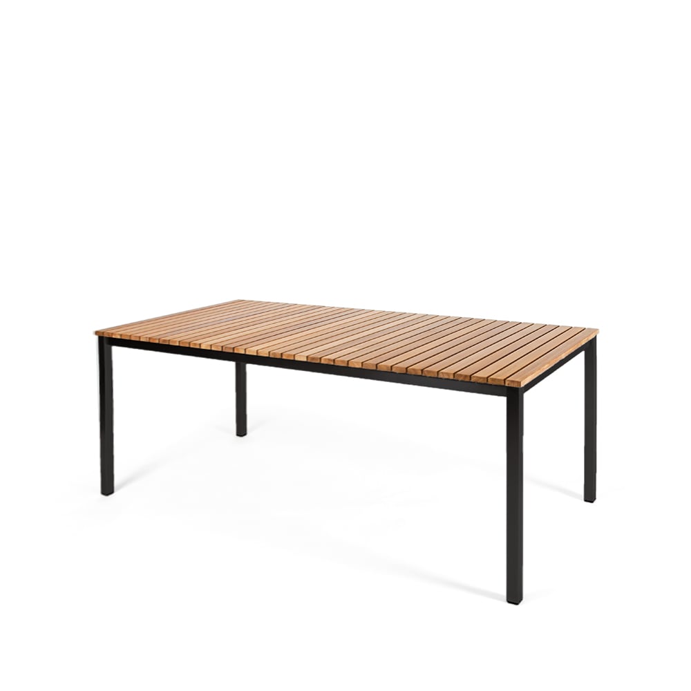 Skargaarden Häringe dining table Teak, large, black steel frame