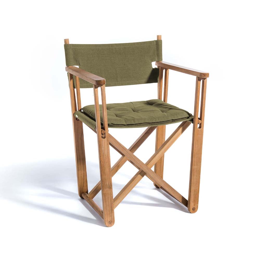 Skargaarden Kryss Dining armchair Sunbrella Heritage Leaf green, teak