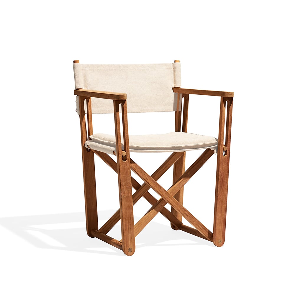 Skargaarden Kryss Lounge armchair Sunbrella Heritage Papyrus beige, teak