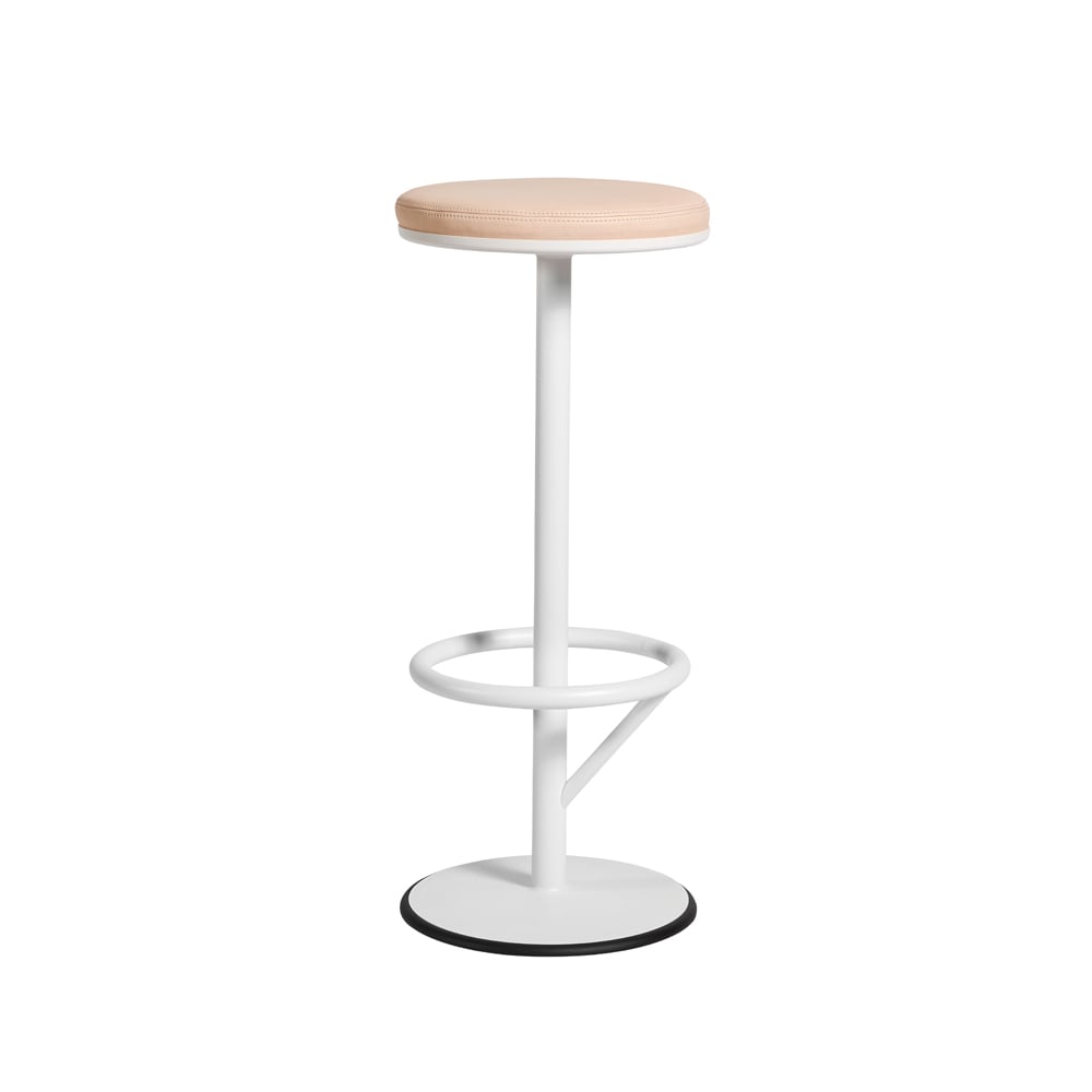 SMD Design Orbit barstool high White lacquer matte, light brown leather