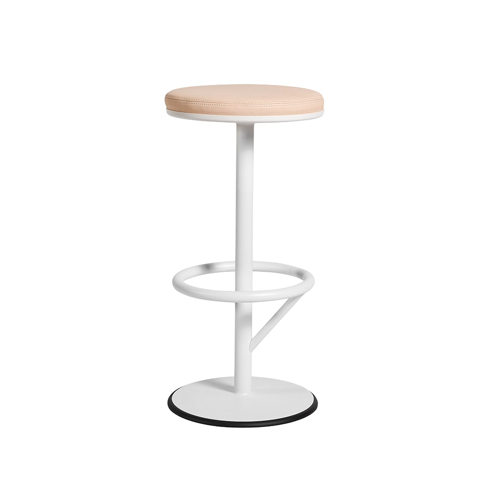 SMD Design Orbit barstool low White lacquer matte, light brown leather