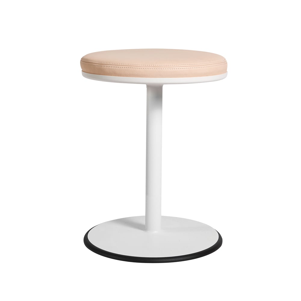 SMD Design Orbit stool White, light brown leather