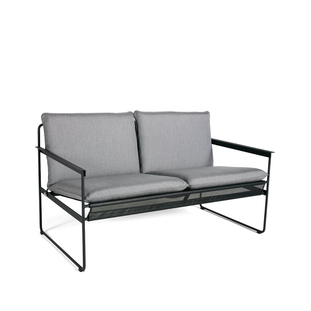 SMD Design Slow 2-seat sofa Fabric sunbrella grey. black steel stand