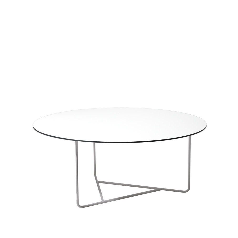 SMD Design Tellus coffee table White, chrome stand, h41 d100