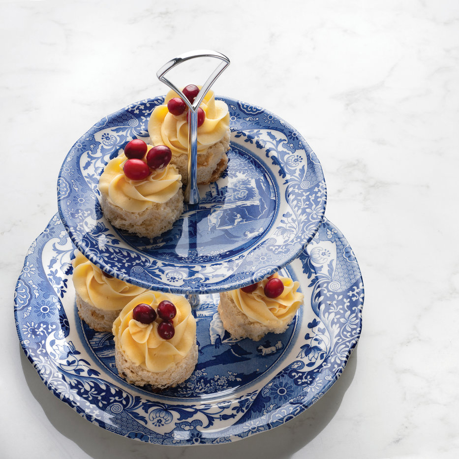 Blue Italian Footed Cake Stand