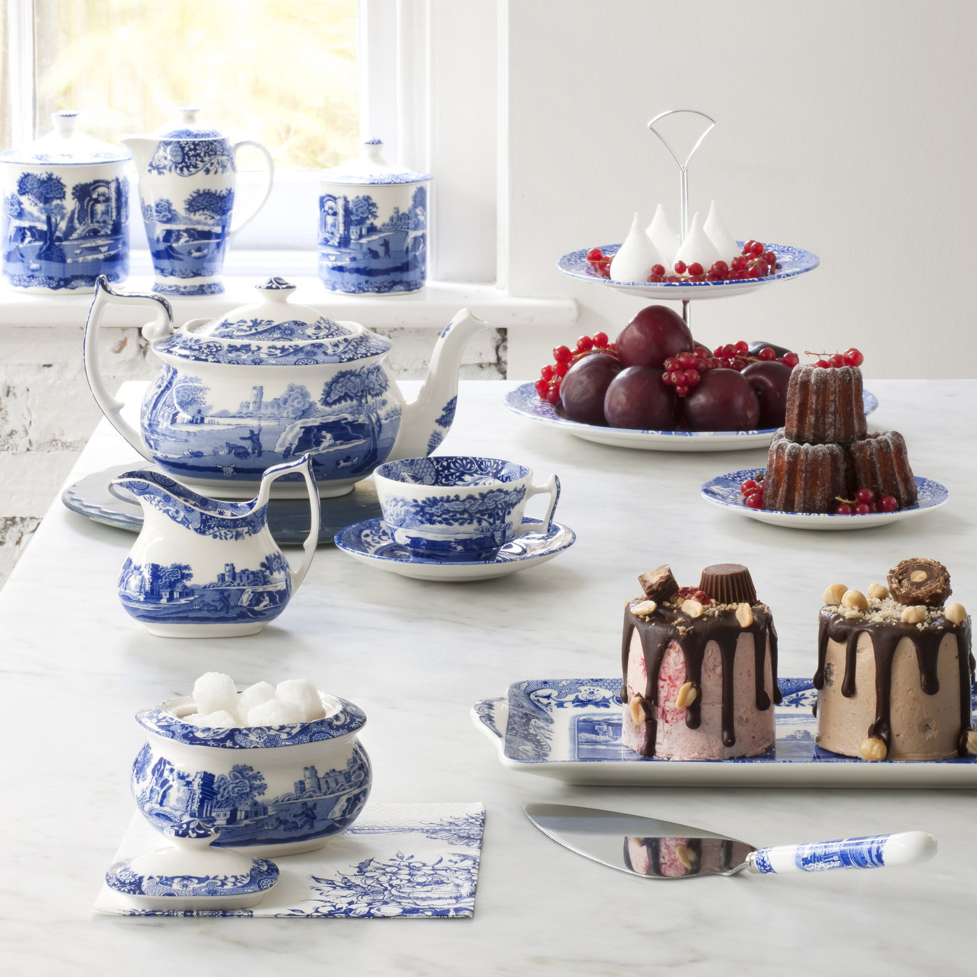 Blue top spode dishes