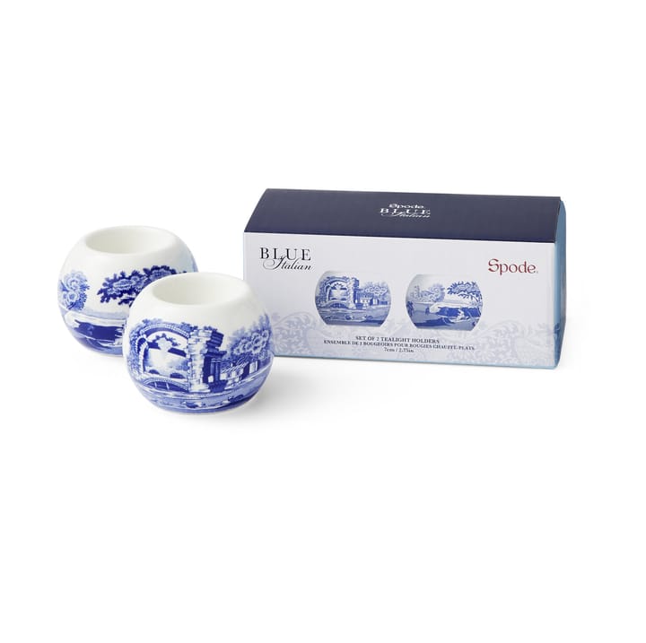 Blue Italian tealight holder 2-pack, Blue-white Spode