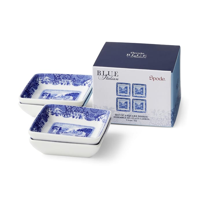 Blue Italian tile 8x8 cm 4-pack - Blue-white - Spode