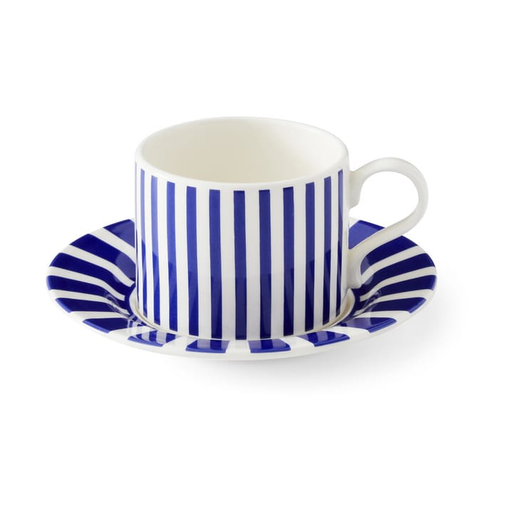 Steccato tea mug 29 cl and saucer Ø15.5 cm - Blue-white - Spode