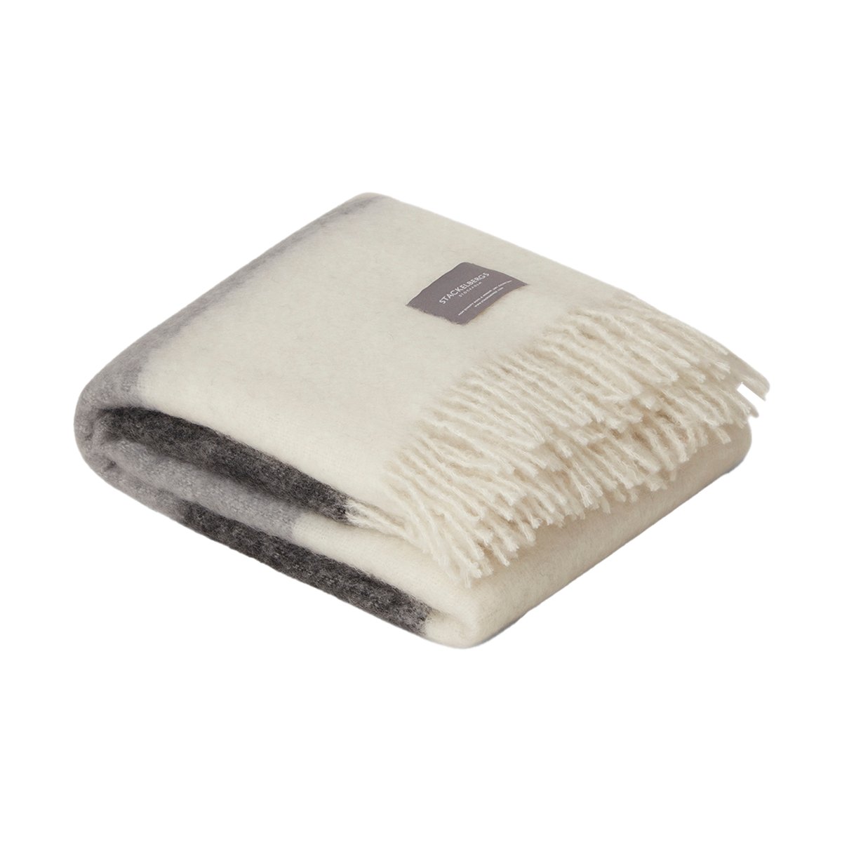 Stackelbergs Mohair blanket Black. Slate & White Stripe