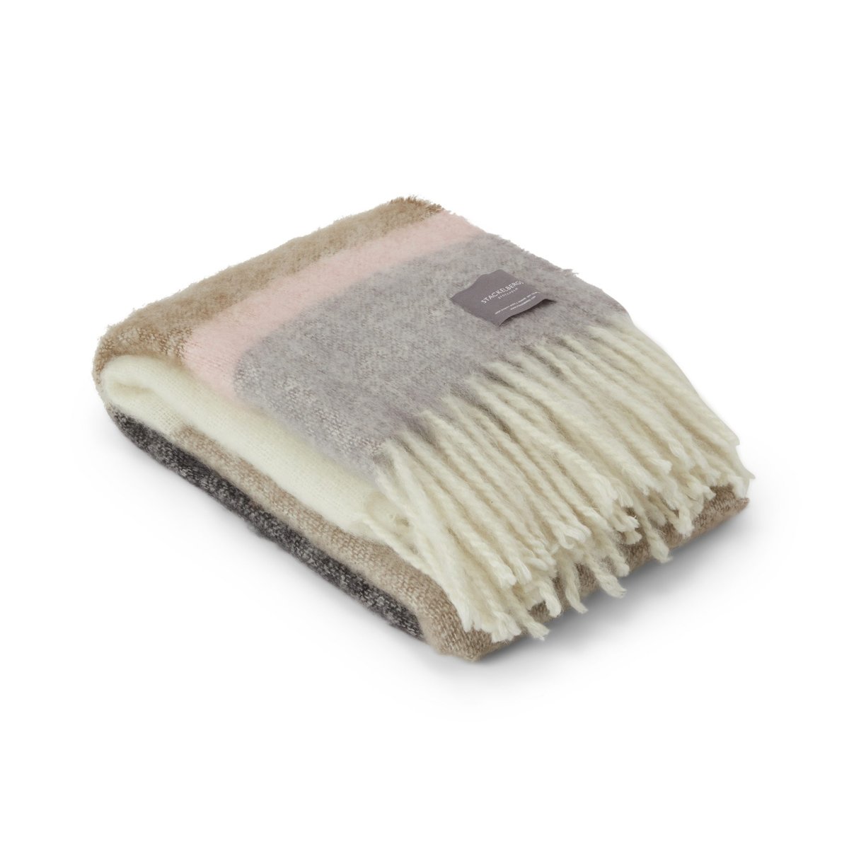 Stackelbergs Mohair throw Stripe Brown, Black & Rose