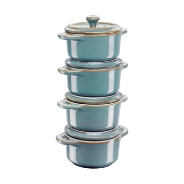 Staub pot set mini Ø10 cm 4-pack - Antique turquoise - STAUB