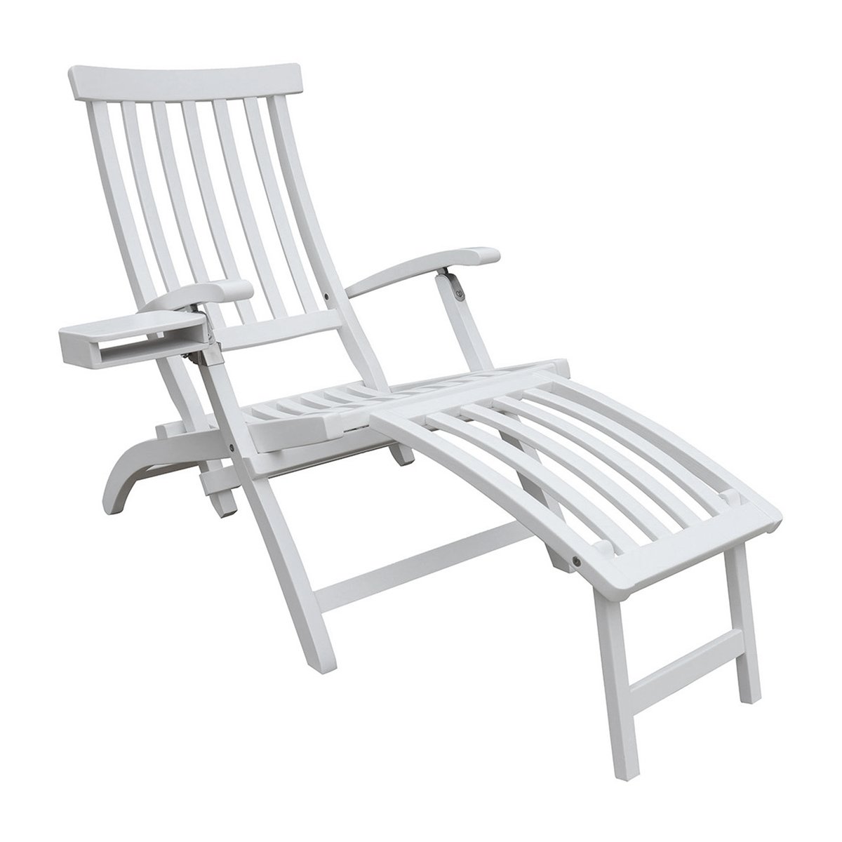 Stockamöllan Lobby deck chair white Incl. tray and rain cover