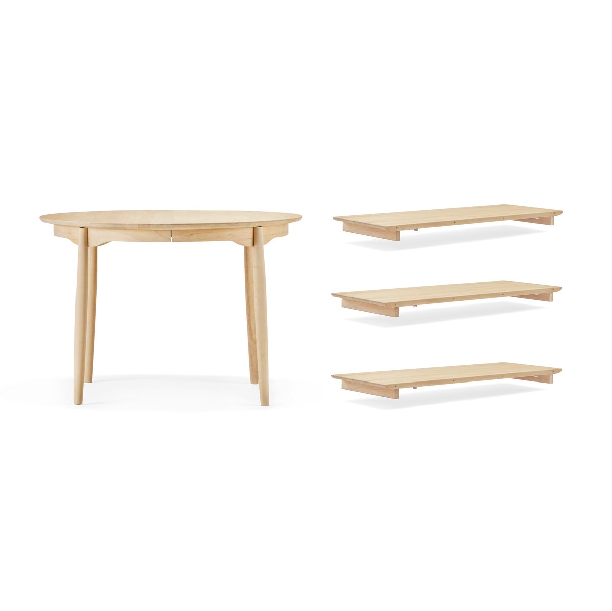 Stolab Carl dining table birch Natural oil. 3 inserts + support leg