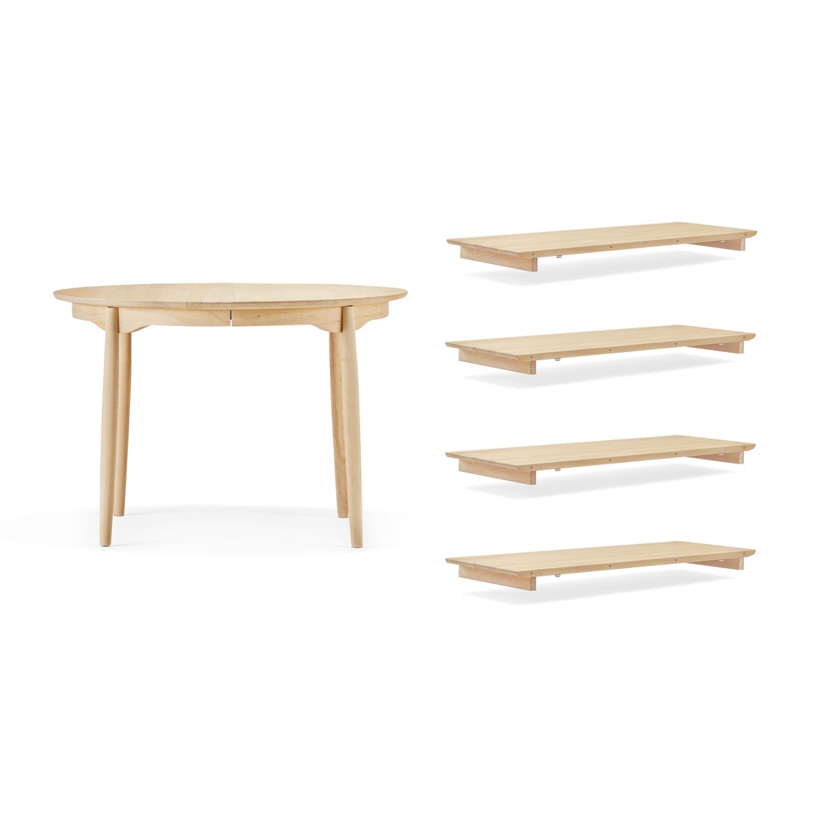 Stolab Carl dining table birch Natural oil. 4 inserts + support leg