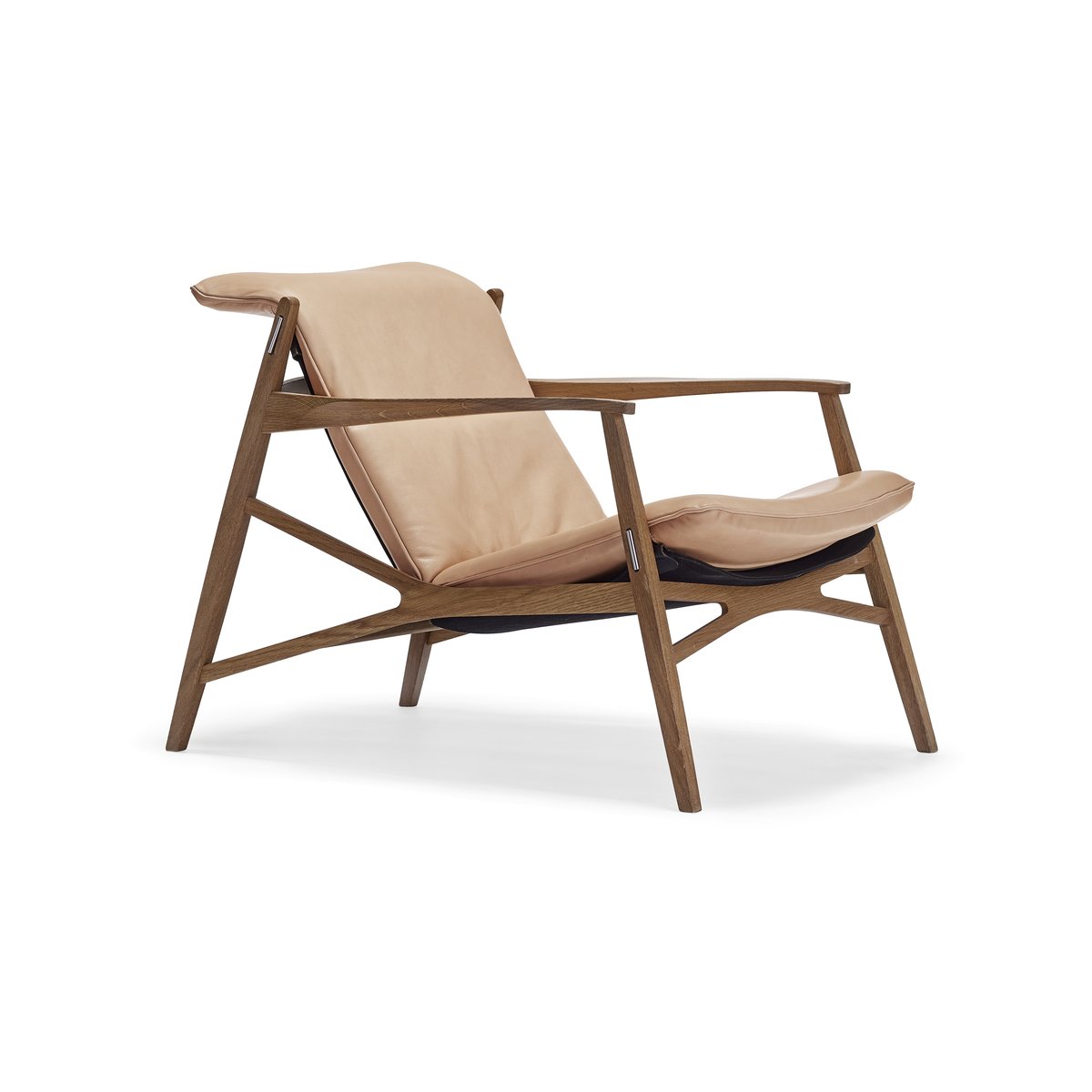 Stolab Link arm chair Nature leather-natural oiled oak-black canvas