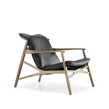 Link arm chair - Tärnsjö leather dark brown. natural oiled oak. black canvas - Stolab