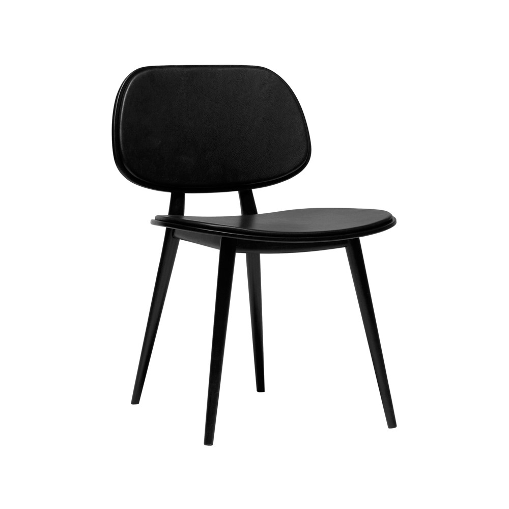 Stolab My Chair chair Leather black. Black lacquered birch stand