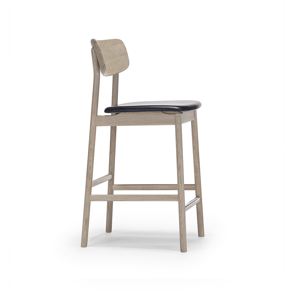 Stolab Prima Vista bar stool Elmo black and white oil oak stand