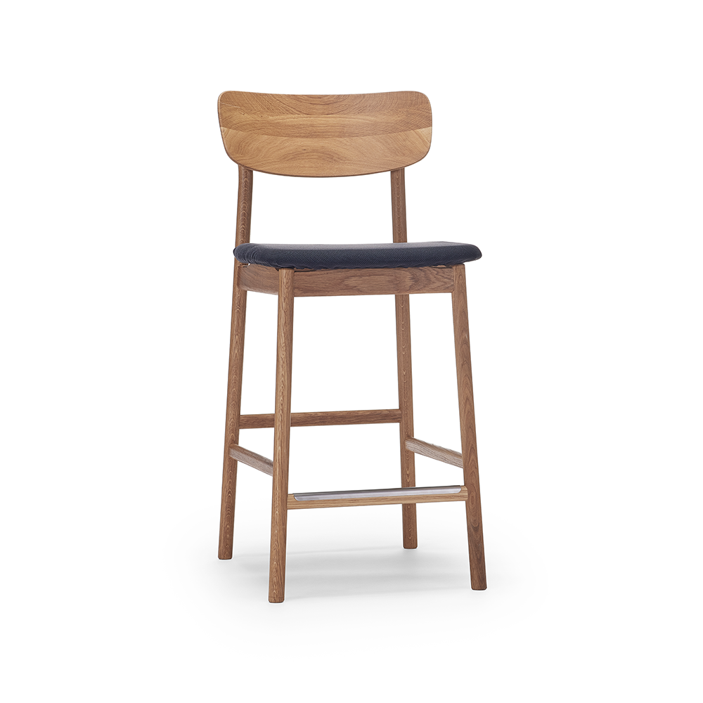 Stolab Prima Vista bar stool Fabric blues 9833 black. natural oil oak stand