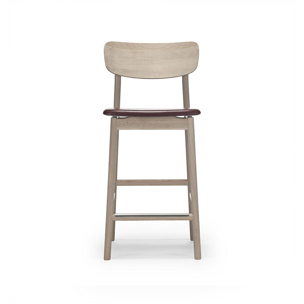 Stolab Prima Vista bar stool Leather elmo darkbrown. white oil oak stand