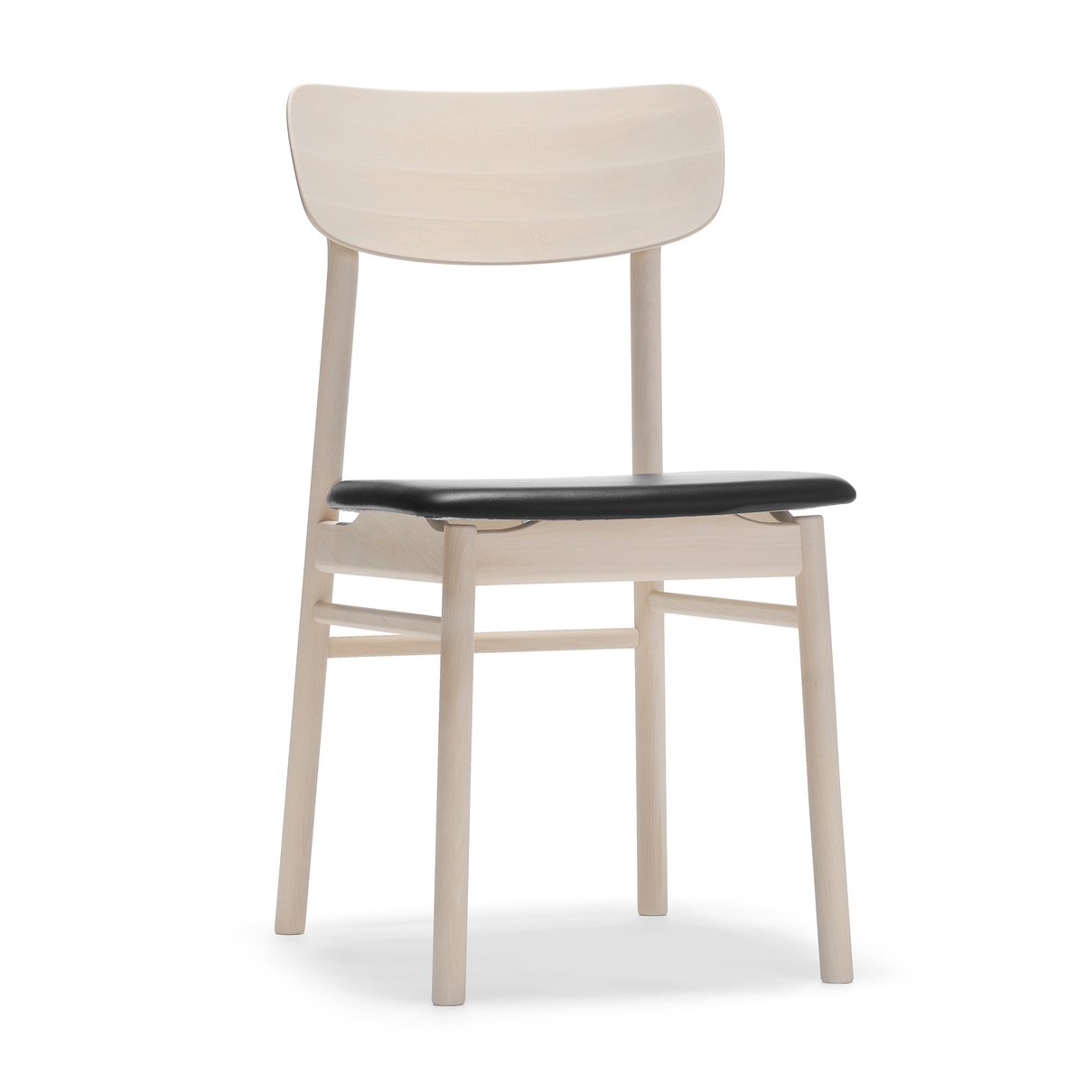 Stolab Prima Vista chair birch light matte finish Leather Elmotique VII 99001 black