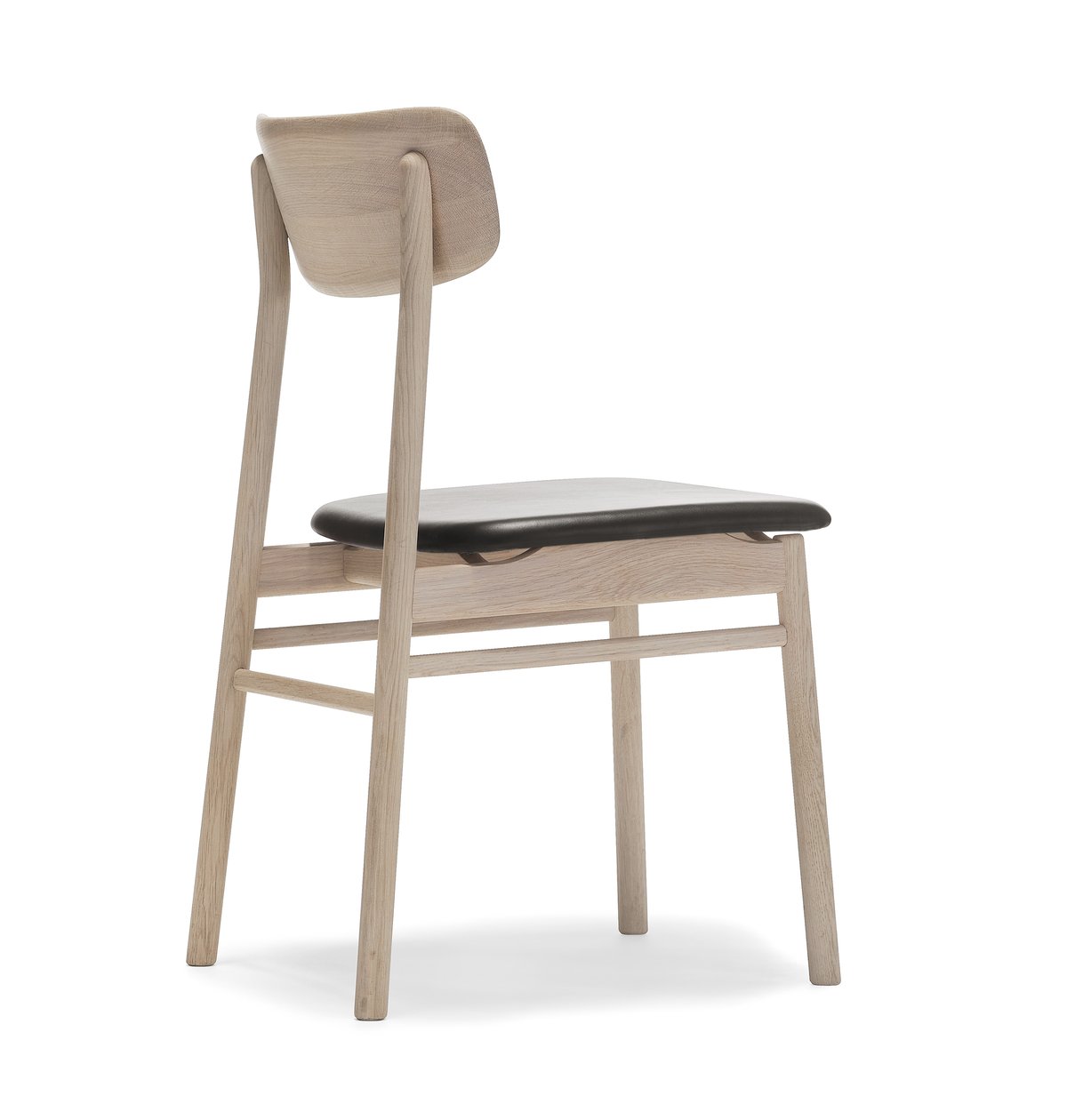 Stolab Prima Vista chair light matte lacquered oak Leather elmotique 99001 black