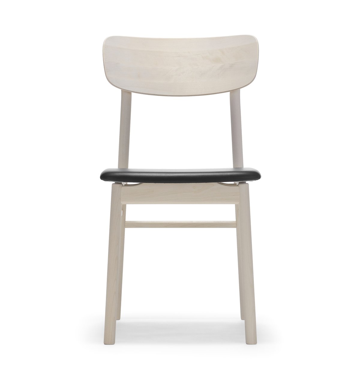 Stolab Prima Vista chair white-oiled birch Leather elmotique 99001 black