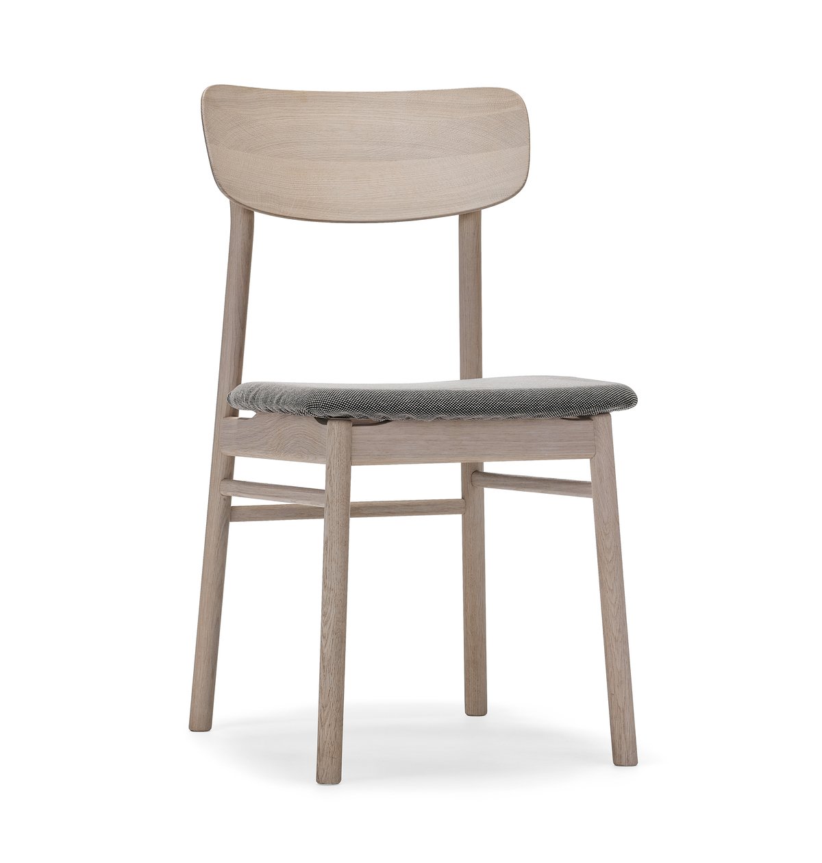 Stolab Prima Vista chair white-oiled oak Textile blues 9202 brown-beige