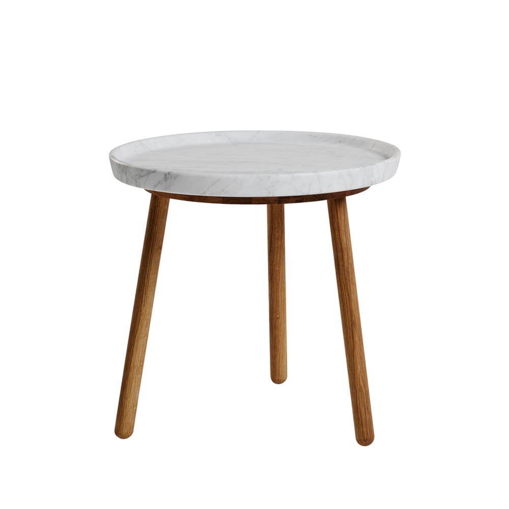 Stolab Tureen nesting table Marble white. ø52cm. natural oiled oak legs