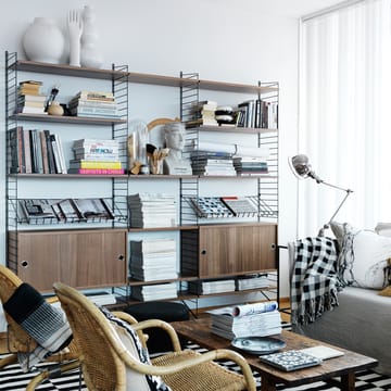 String cabinet with sliding door - Ash black stain, 78x20 cm - String